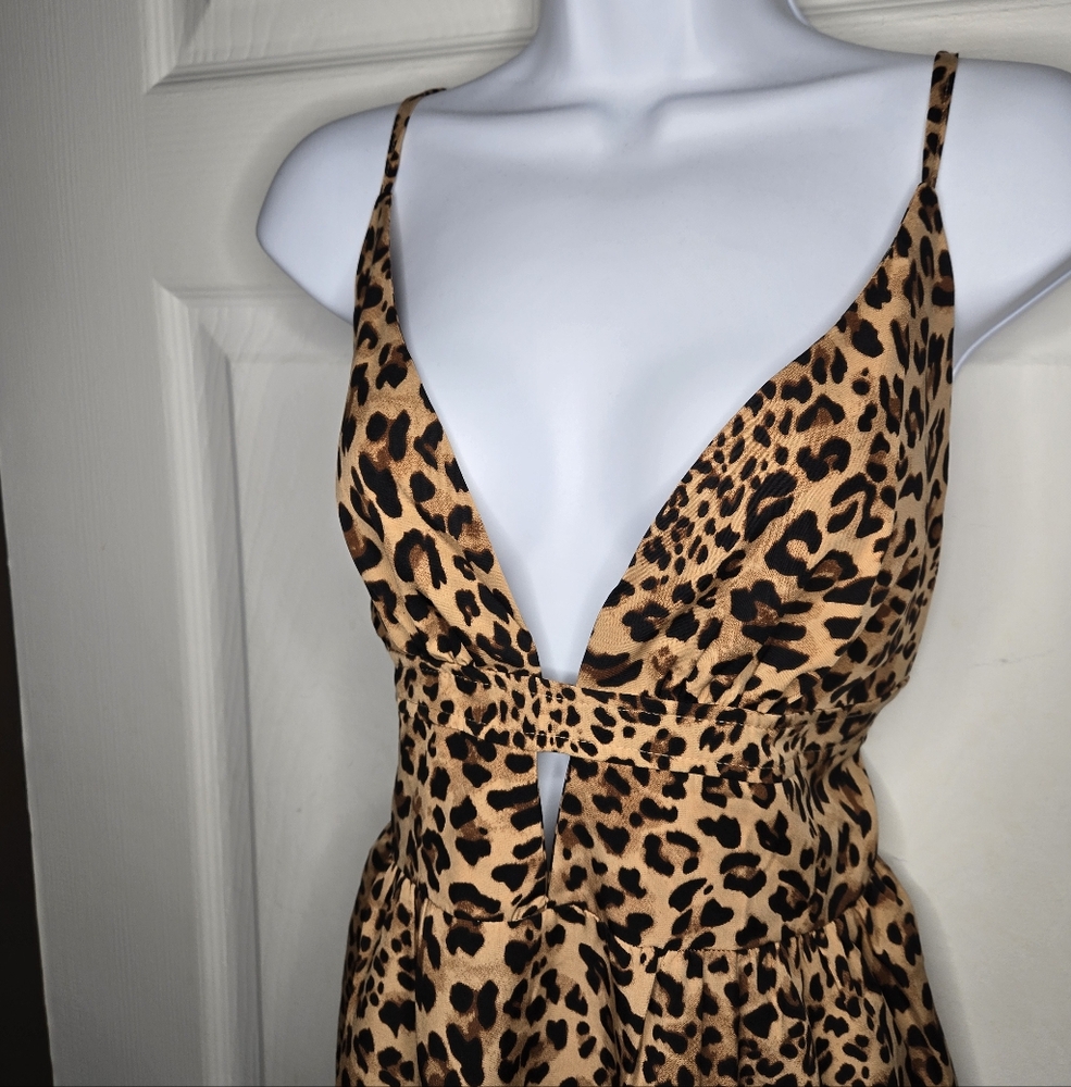 Leopard Print Spaghetti Strap Dress - Picture 2 of 5
